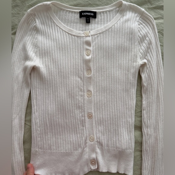 Express Ivory Ribbed Cardigan - Picture 3 of 6